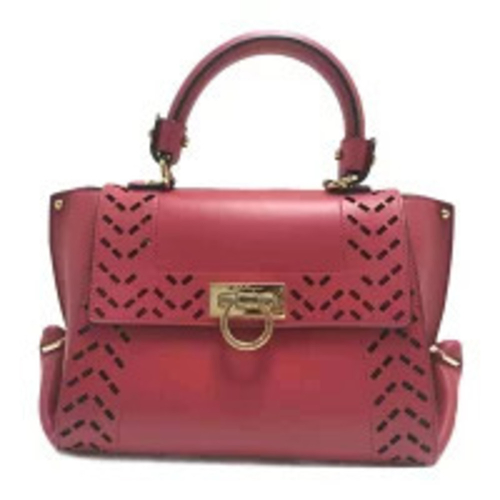 Salvatore Ferragamo Sofia Perforated Shoulder Bag Leather Black